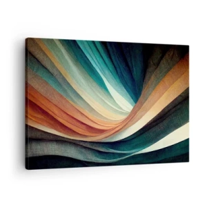 Quadro su tela - Stampe su Tela - Onde astratte in tonalità calde e fredde - 70x50cm - Intessuto di colore - Decorazione murale moderna per soggiorno e camera da letto ARTTOR
