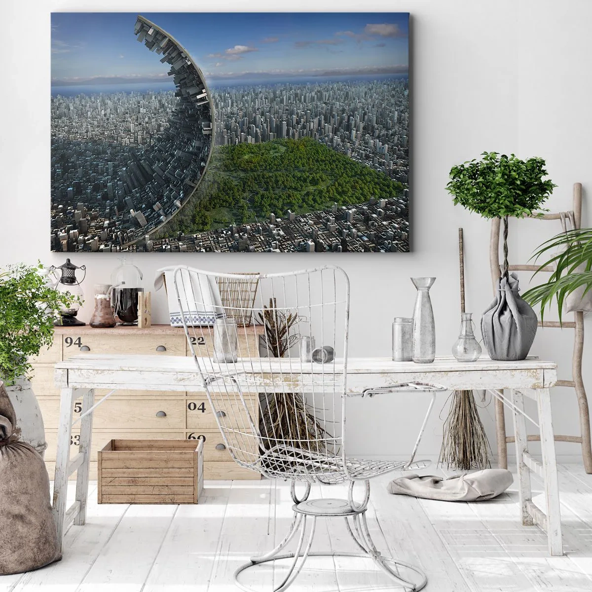 Quadro su tela - Stampe su Tela - Una città dinamica con un tocco surreale - 70x50cm - La natura è eterna - Decorazione murale moderna per soggiorno e camera da letto ARTTOR