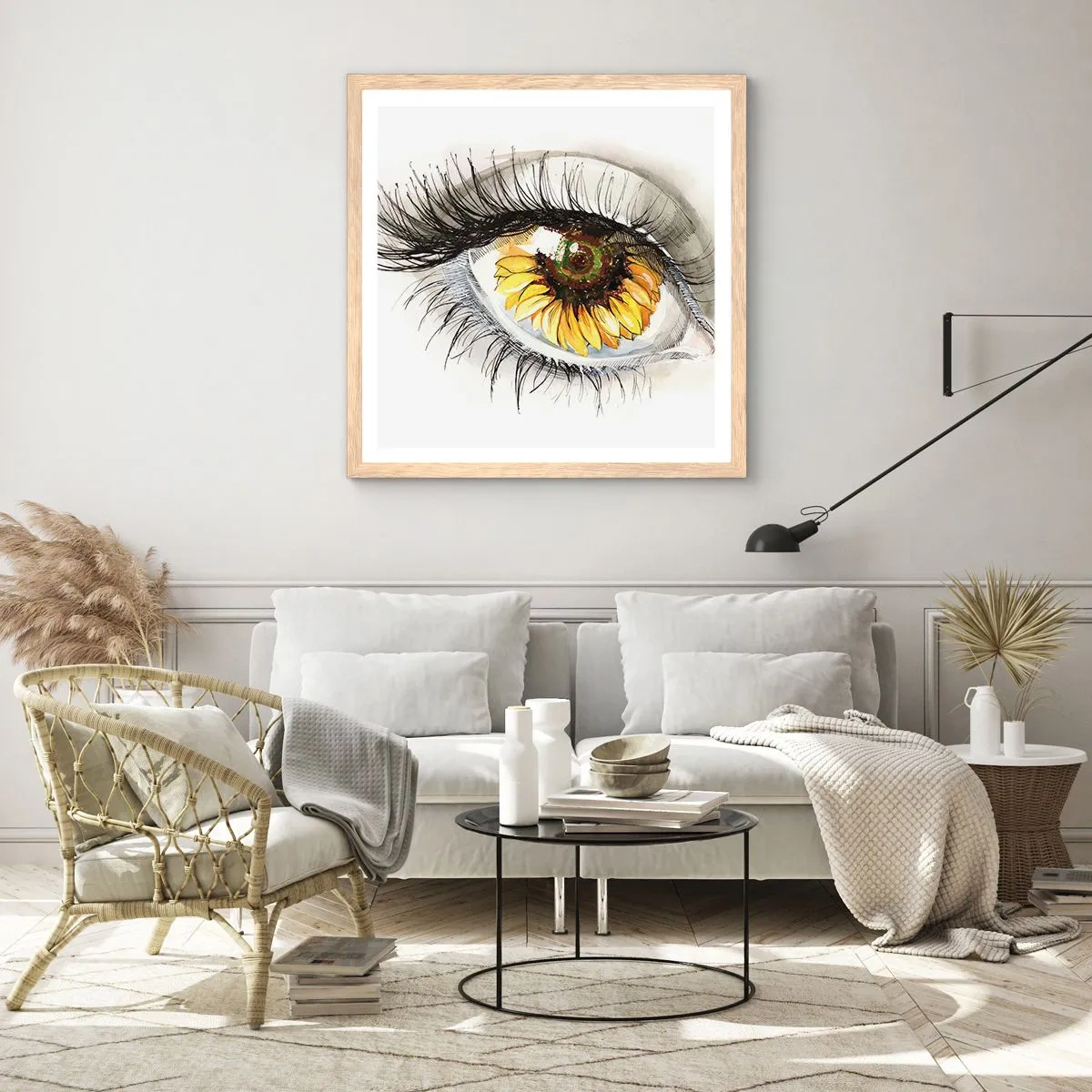 Poster in cornice rovere chiaro - Uno sguardo caldo come l'estate - 60x60 cm