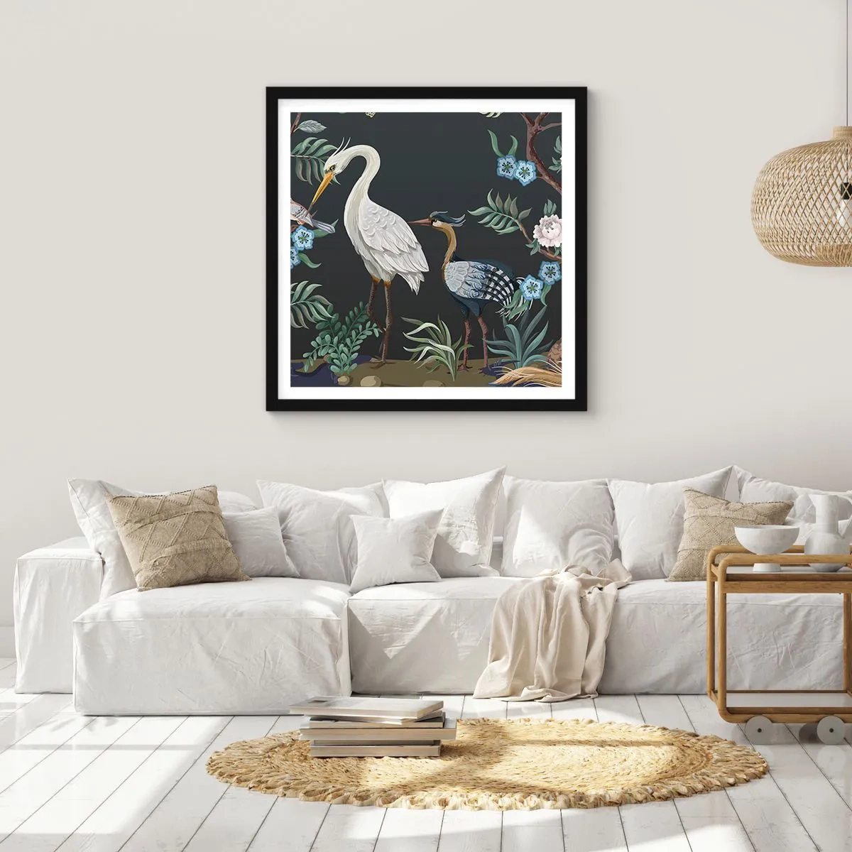 Poster in cornice nera - La parata degli uccelli - 40x40 cm