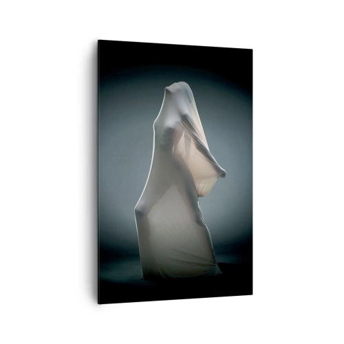 Quadro su tela - Stampe su Tela - Una figura in tessuto bianco su uno sfondo scuro - 80x120cm - Desideri nascosti - Decorazione murale moderna per soggiorno e camera da letto ARTTOR