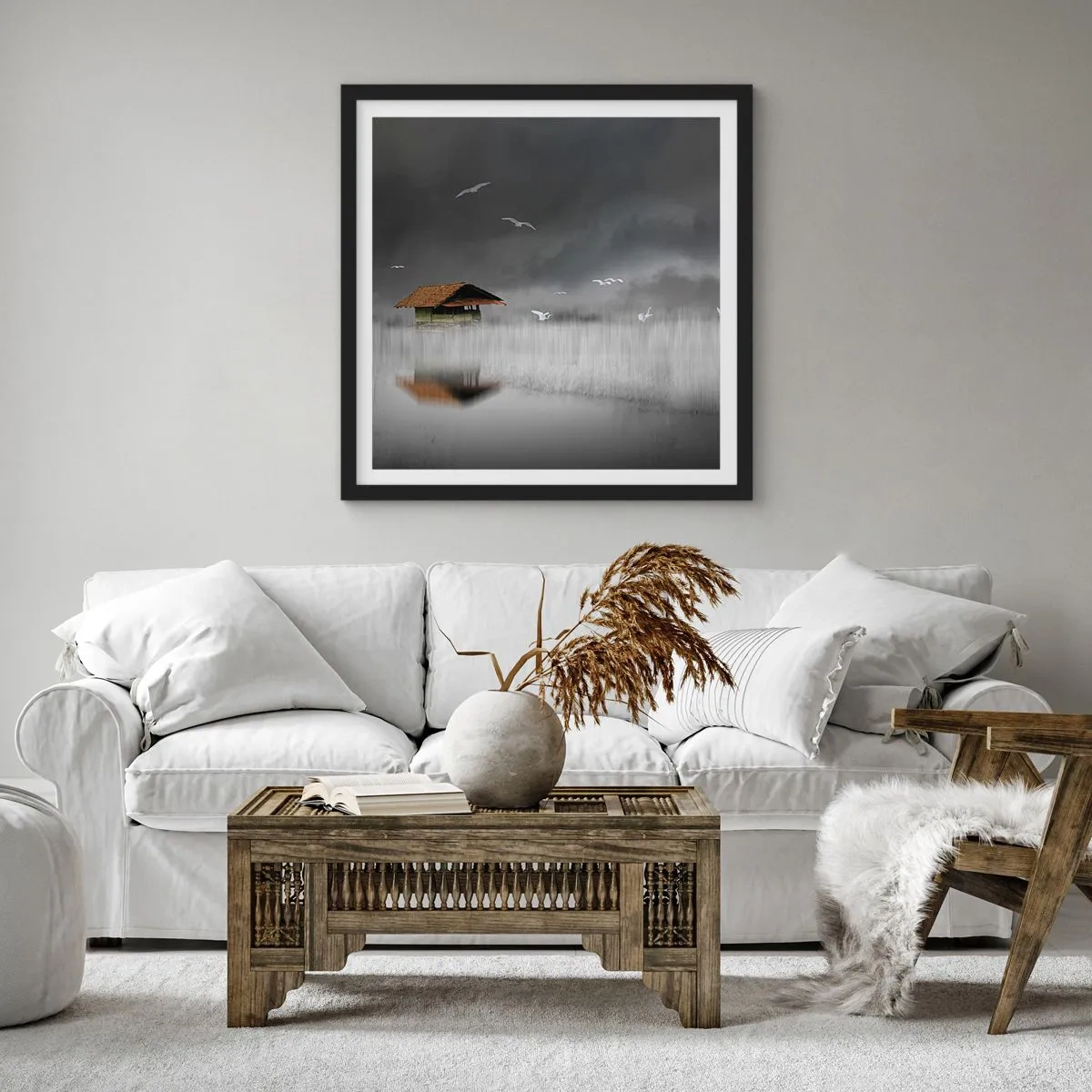 Poster in cornice nera - Riparo dalla pioggia - 60x60 cm