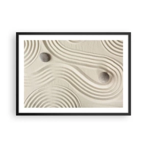 Poster in cornice nera - Design zen minimalista con sabbia e pietre - 70x50cm - Il tocco del calore - Decorazione murale moderna per soggiorno e camera da letto ARTTOR