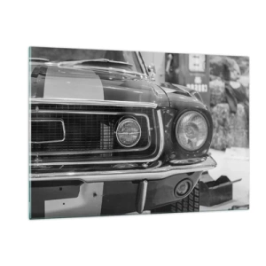 Quadro su vetro - Primo piano della parte anteriore di un'auto da corsa classica - 120x80cm - A rotta di collo - Decorazione murale moderna per soggiorno e camera da letto ARTTOR