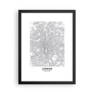 Poster in cornice nera - Mappa del labirinto di Londra - 30x40 cm