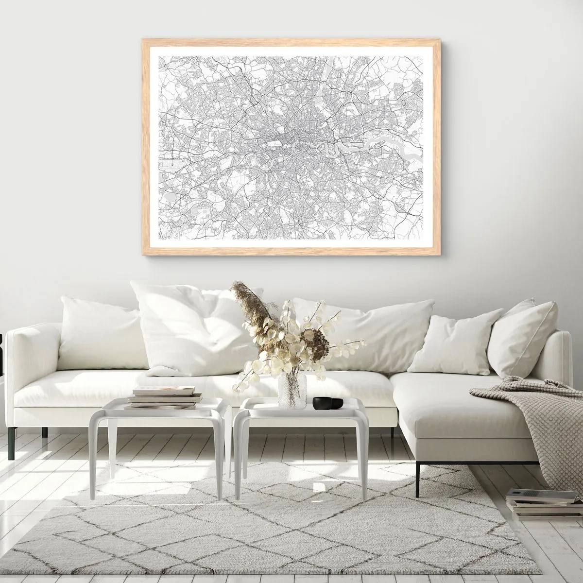 Poster in cornice rovere chiaro - Mappa del labirinto di Londra - 70x50 cm