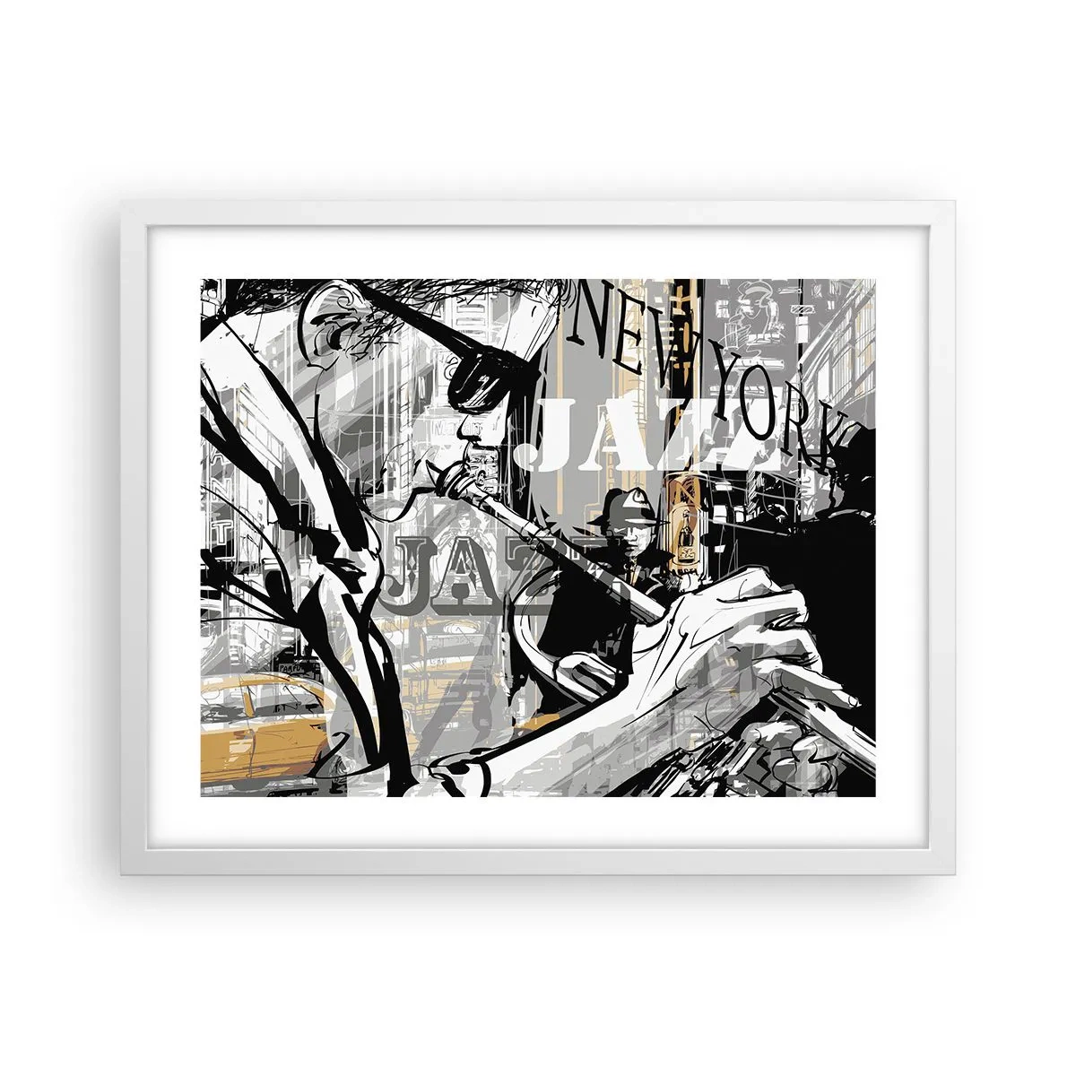 Poster in cornice bianca - Al ritmo di New York - 50x40 cm