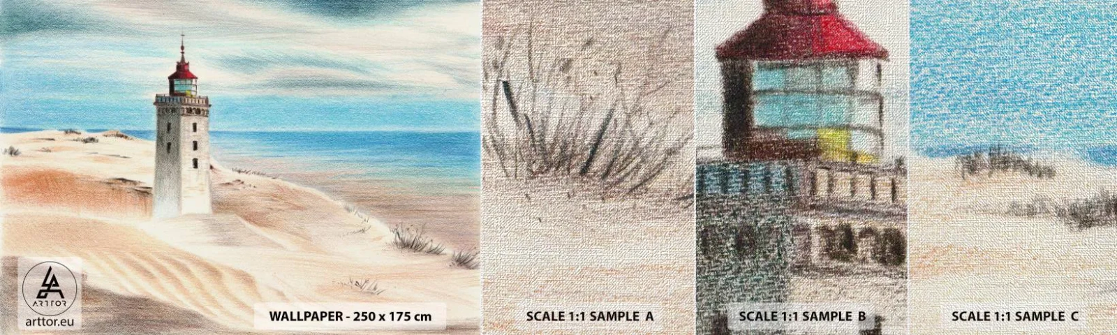 Campione di Fotomurale Premium Canvas - Sempre guardando il mare - Faro, Spiaggia, Mare - 100x30 cm