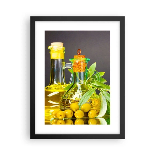 Poster in cornice nera - Natura morta con olive e olio - 30x40 cm