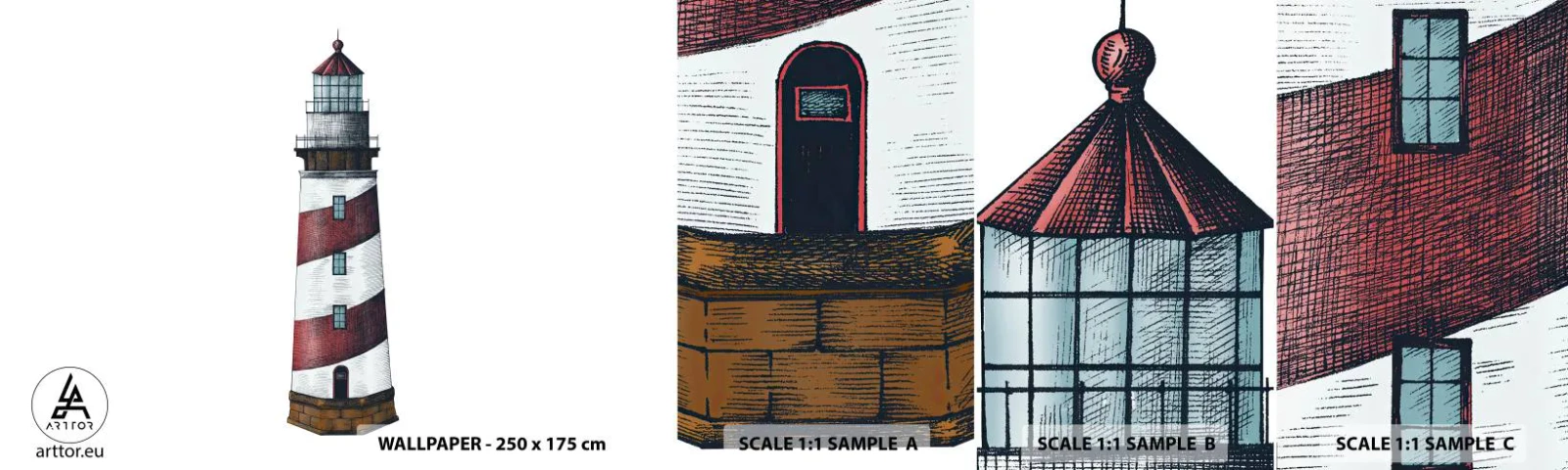 Campione Di Fotomurale Standard Eco - Sempre di guardia - Faro, Nautico, Mare - 100x30 cm