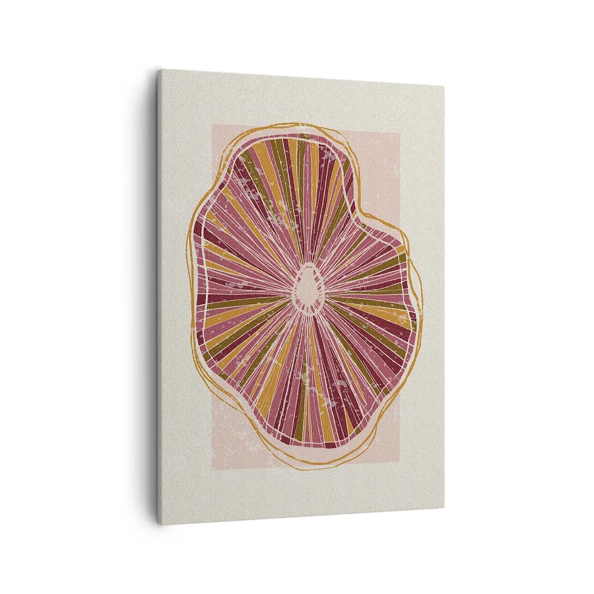 Quadro su tela - Stampe su Tela - Motivo astratto a fette di albero in tonalità rosa - 50x70cm - Astrazione raggiante - Decorazione murale moderna per soggiorno e camera da letto ARTTOR