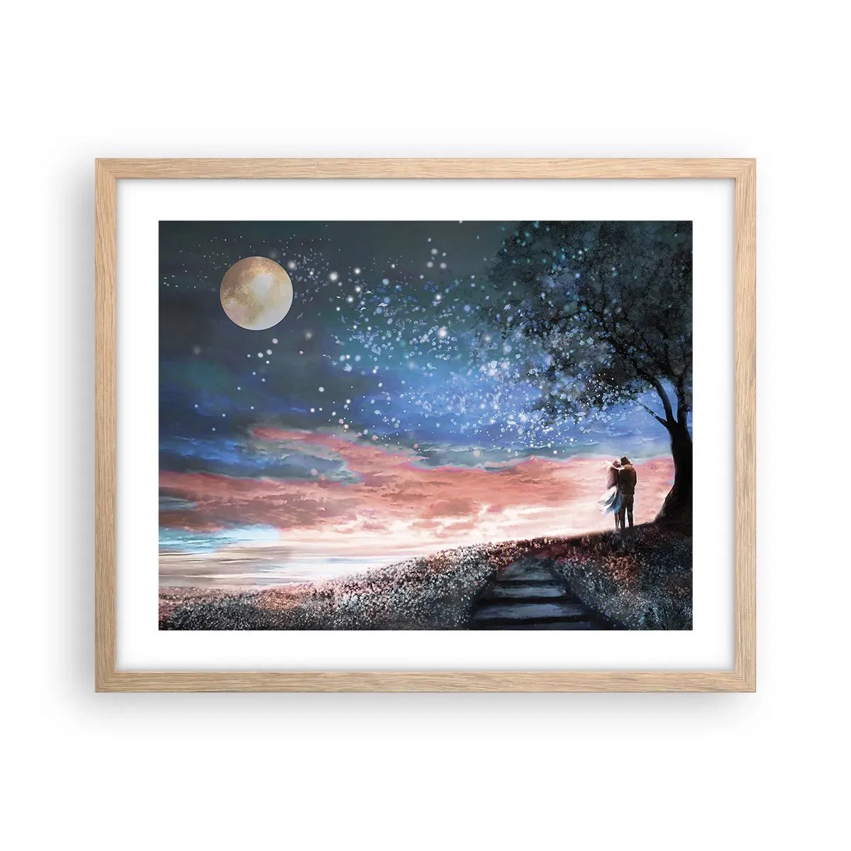 Poster in cornice rovere chiaro - Lo spettacolo delle stelle - 50x40 cm