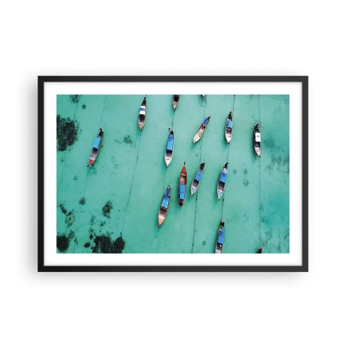 Poster in cornice nera - Una vista a volo d'uccello delle barche sull'acqua turchese - 70x50cm - In gioiosa attesa - Decorazione murale moderna per soggiorno e camera da letto ARTTOR