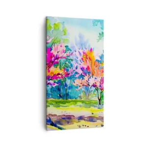 Quadro su tela - Stampe su Tela - Giardino multicolore nella luce della primavera - 45x80 cm