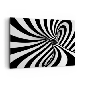 Quadro su tela - Stampe su Tela - Tunnel astratto con strisce a spirale bianche e nere - 100x70cm - Composizione: spazio danzante - Decorazione murale moderna per soggiorno e camera da letto ARTTOR
