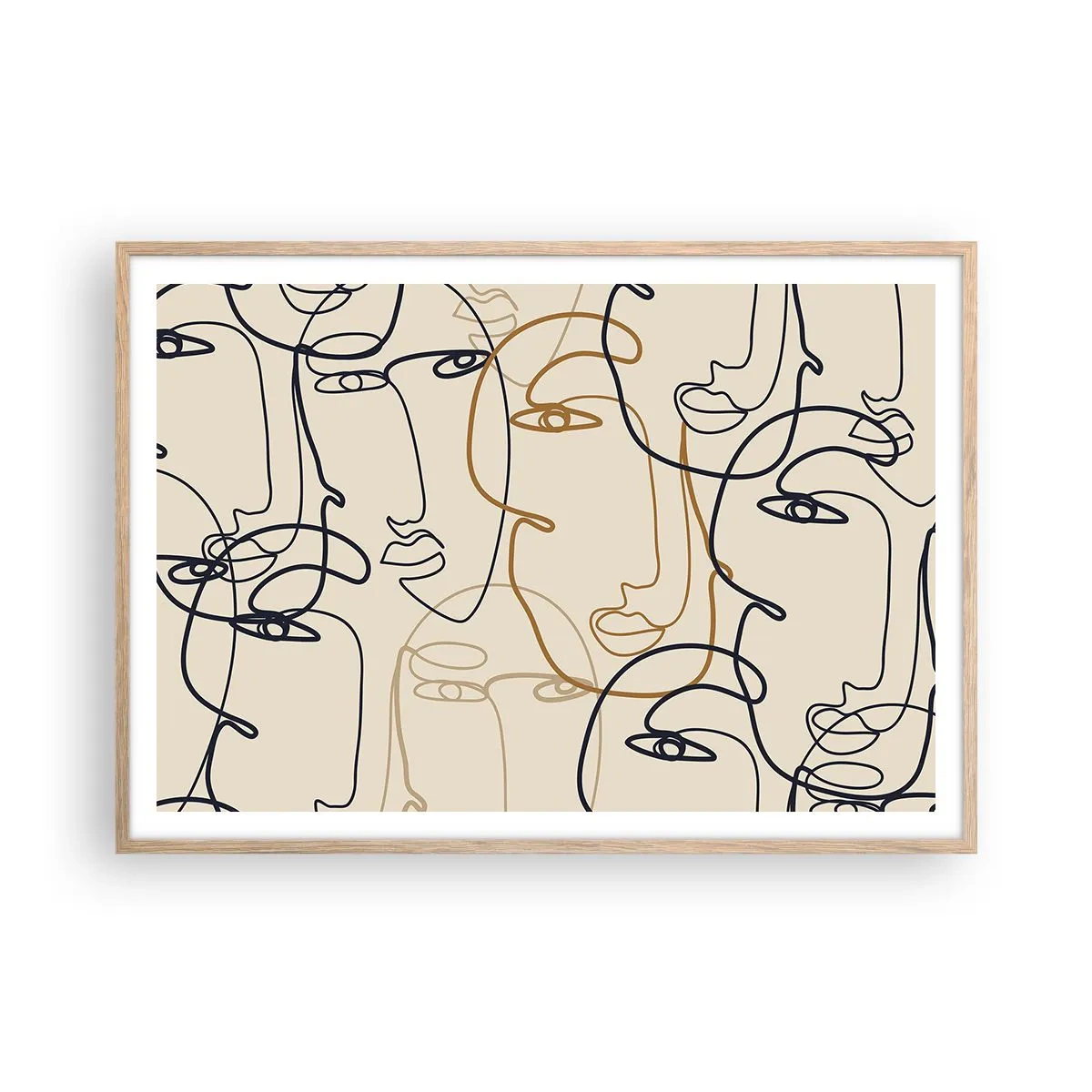 Poster in cornice rovere chiaro - Ritratto multiplo - 100x70 cm