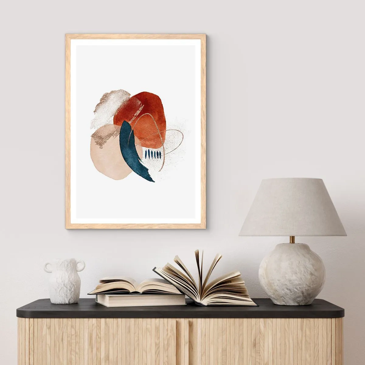 Poster in cornice rovere chiaro - Composizione ovale - 70x100 cm