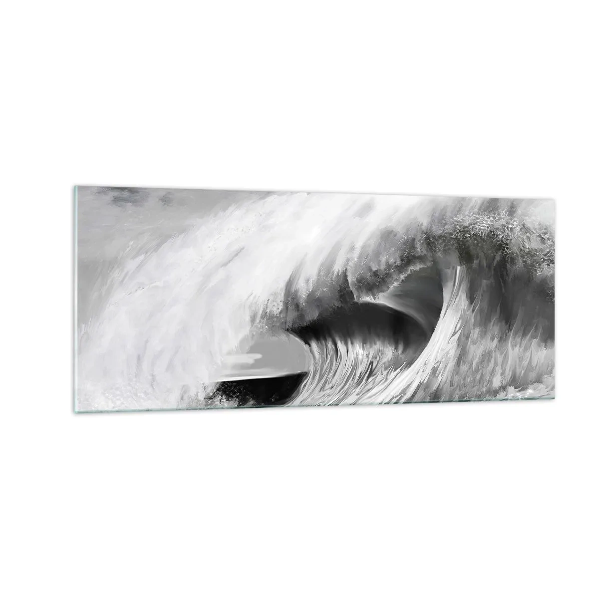Quadro su vetro - La furia dell'oceano - 100x40 cm