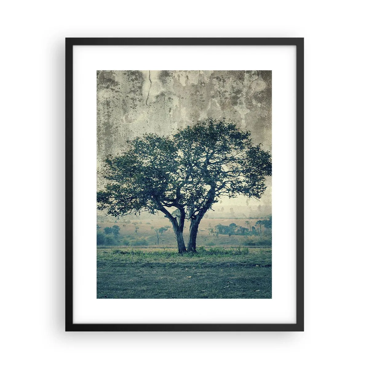 Poster in cornice nera - Un melo su un prato blu? - 40x50 cm