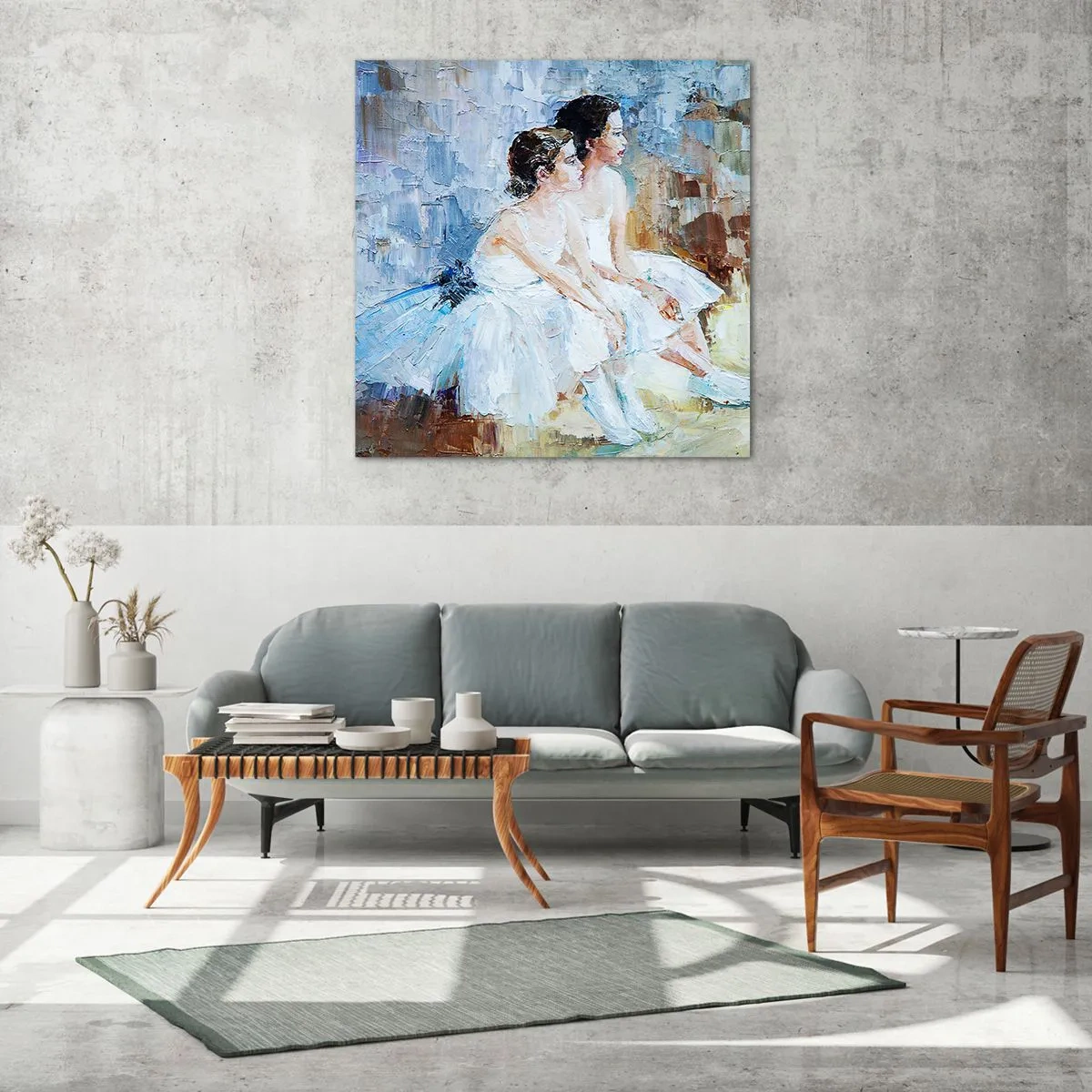 Quadro su vetro - Il riposo dei giovani cigni - 70x70 cm