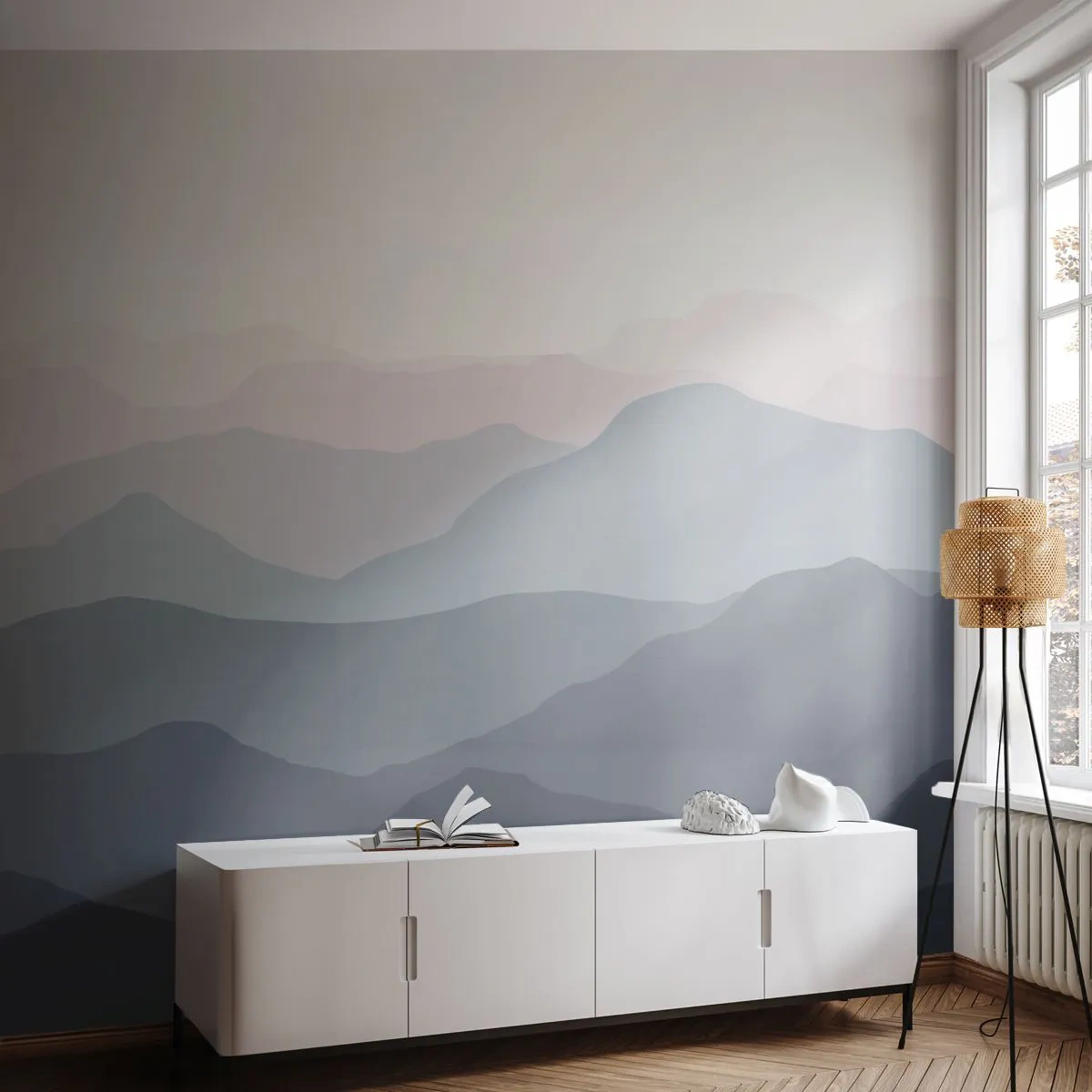 Fotomurali Premium Sand - Le onde dei monti - Astrazione, Grafica, Montagne - 350x256 cm