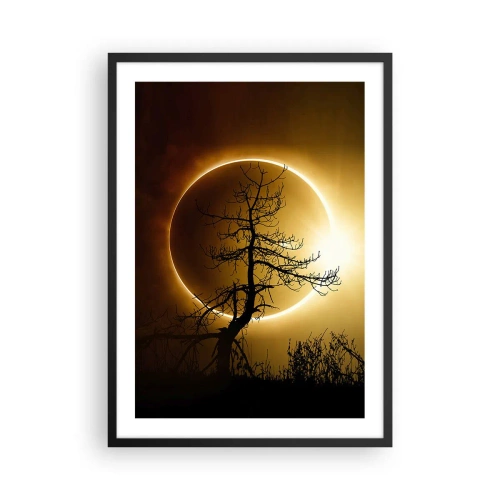 Poster in cornice nera - Un tramonto fenomenale con un albero in primo piano - 50x70cm - Eclissi totale - Decorazione murale moderna per soggiorno e camera da letto ARTTOR