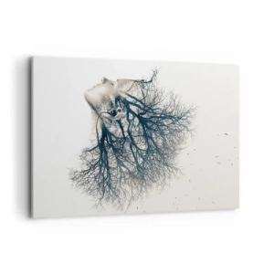 Quadro su tela - Stampe su Tela - Silhouette creativa di una donna e alberi - 120x80cm - In ascolto del sussurro dell'albero - Decorazione murale moderna per soggiorno e camera da letto ARTTOR