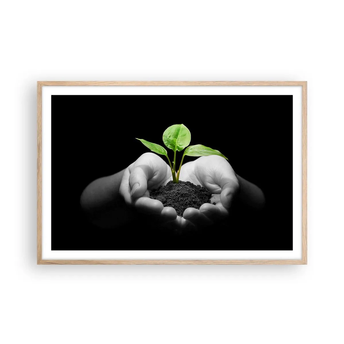 Poster in cornice rovere chiaro - Amo la natura, la proteggo - 91x61 cm