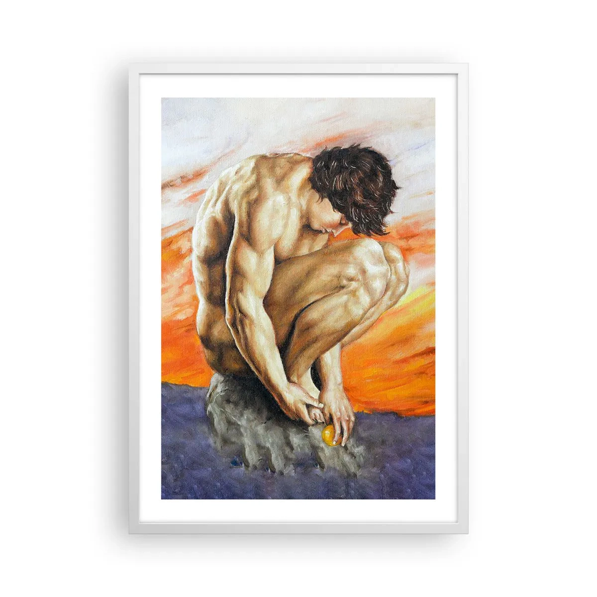 Poster in cornice bianca - Immerso in se stesso - 50x70 cm