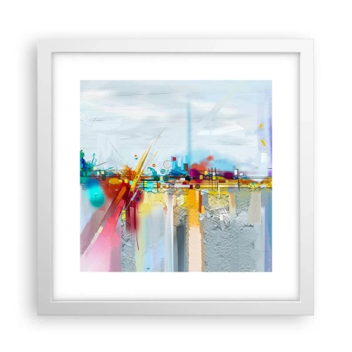 Poster in cornice bianca - Il ponte della gioia sul fiume della vita - 30x30 cm