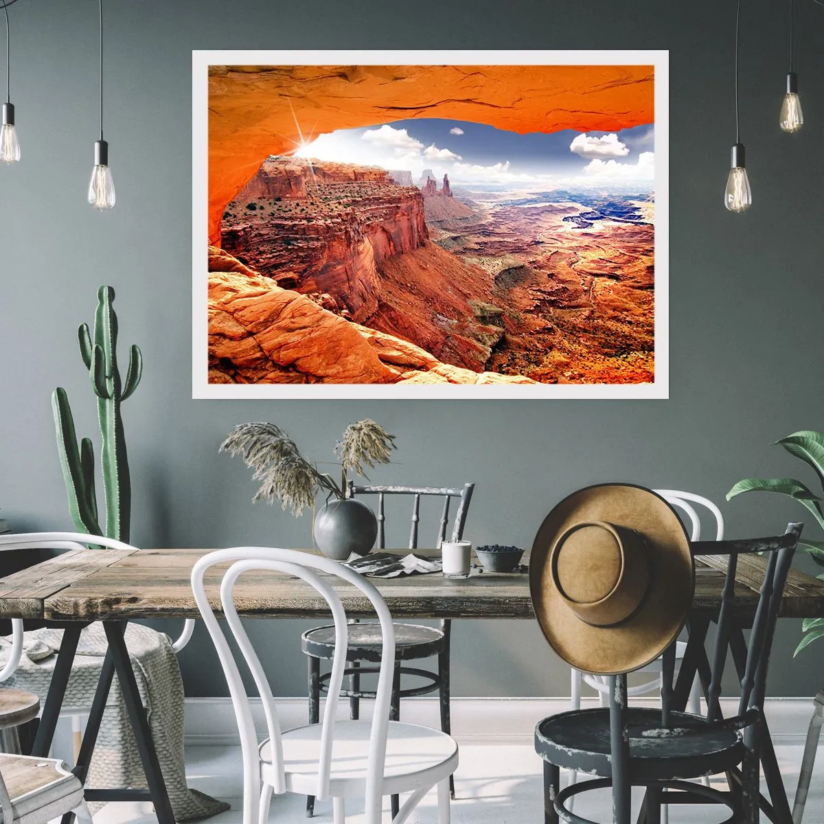 Poster - Canyon visto attraverso una finestra rocciosa con toni caldi della roccia - 100x70cm - Scolpiti dalla natura - Decorazione murale moderna per soggiorno e camera da letto ARTTOR