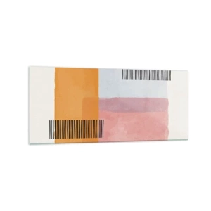 Quadro su vetro - Geometria in colori pastello con linee su sfondo chiaro - 120x50cm - Da un angolo all'altro - Decorazione murale moderna per soggiorno e camera da letto ARTTOR