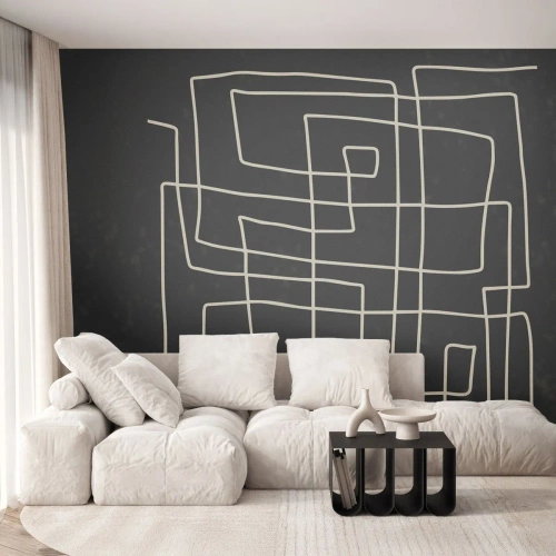 Fotomurali Premium Sand - Linee geometriche sotto forma di griglia astratta - 100x70cm - Non è così semplice - Decorazione murale moderna per soggiorno e camera da letto ARTTOR