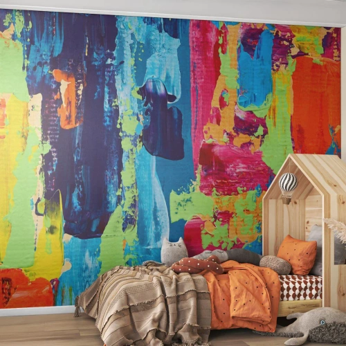 Fotomurali Premium Canvas - Composizione astratta di colori in forma dinamica - 100x70cm - La vita è bella! - Decorazione murale moderna per soggiorno e camera da letto ARTTOR