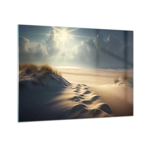 Quadro su vetro - Dune dorate illuminate dai raggi del sole - 70x50cm - Paesaggio rilassante - Decorazione murale moderna per soggiorno e camera da letto ARTTOR