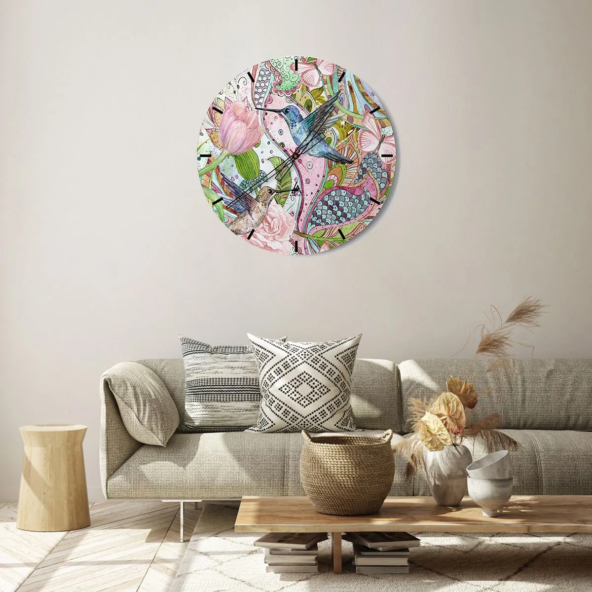 Orologio da parete - Orologio in Vetro - Intrecciate nei rami - 30x30 cm