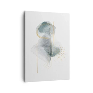 Quadro su tela - Stampe su Tela - Una composizione astratta nei toni del turchese e dell'oro. - 50x70cm - Sui legami del grigio e dell'oro - Decorazione murale moderna per soggiorno e camera da letto ARTTOR