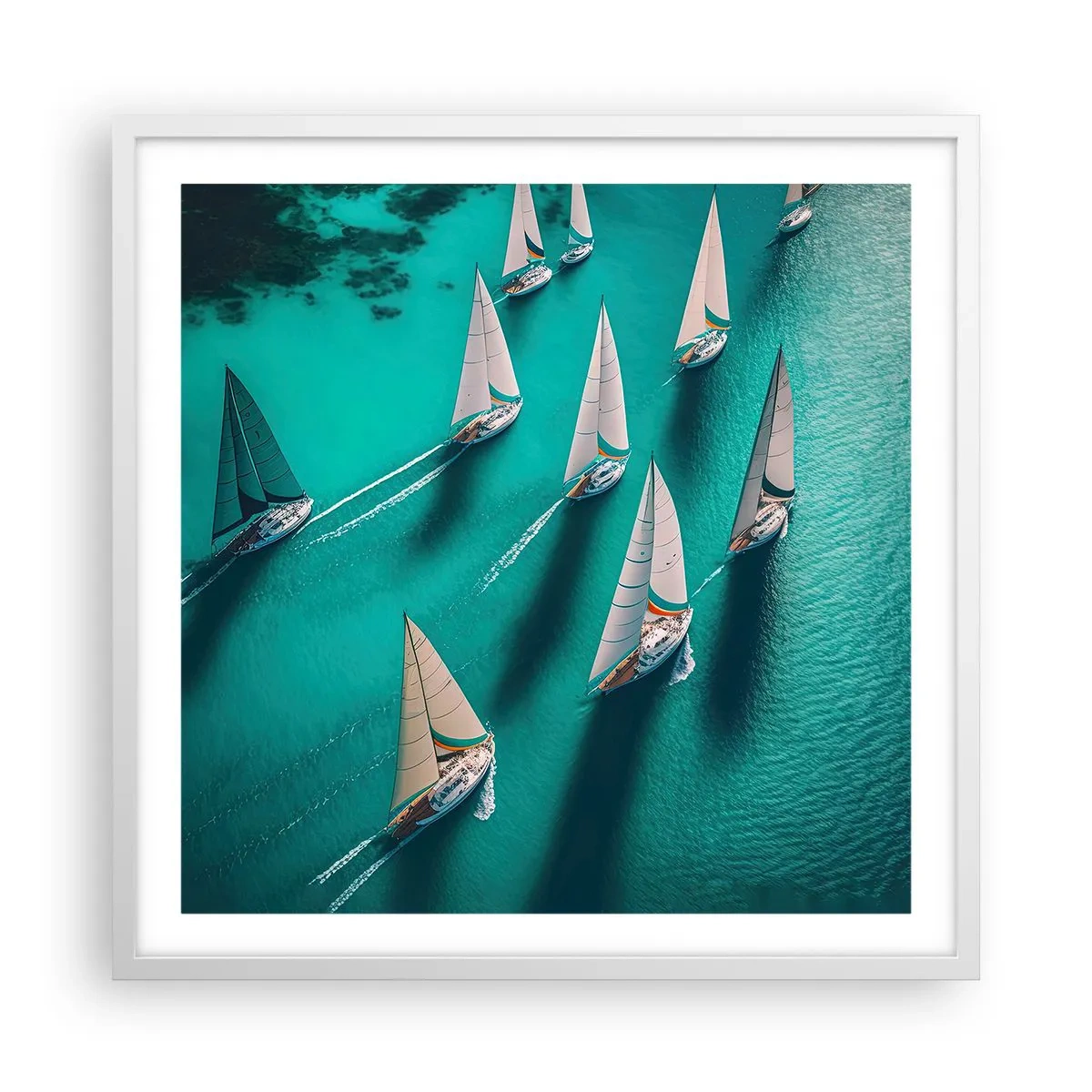 Poster in cornice bianca - In gara con il vento - 60x60 cm