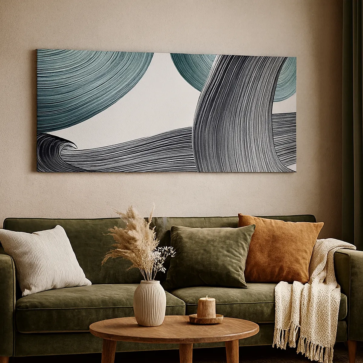 Quadro su tela - Stampe su Tela - Tracce smeraldo e nero - 30x30 cm