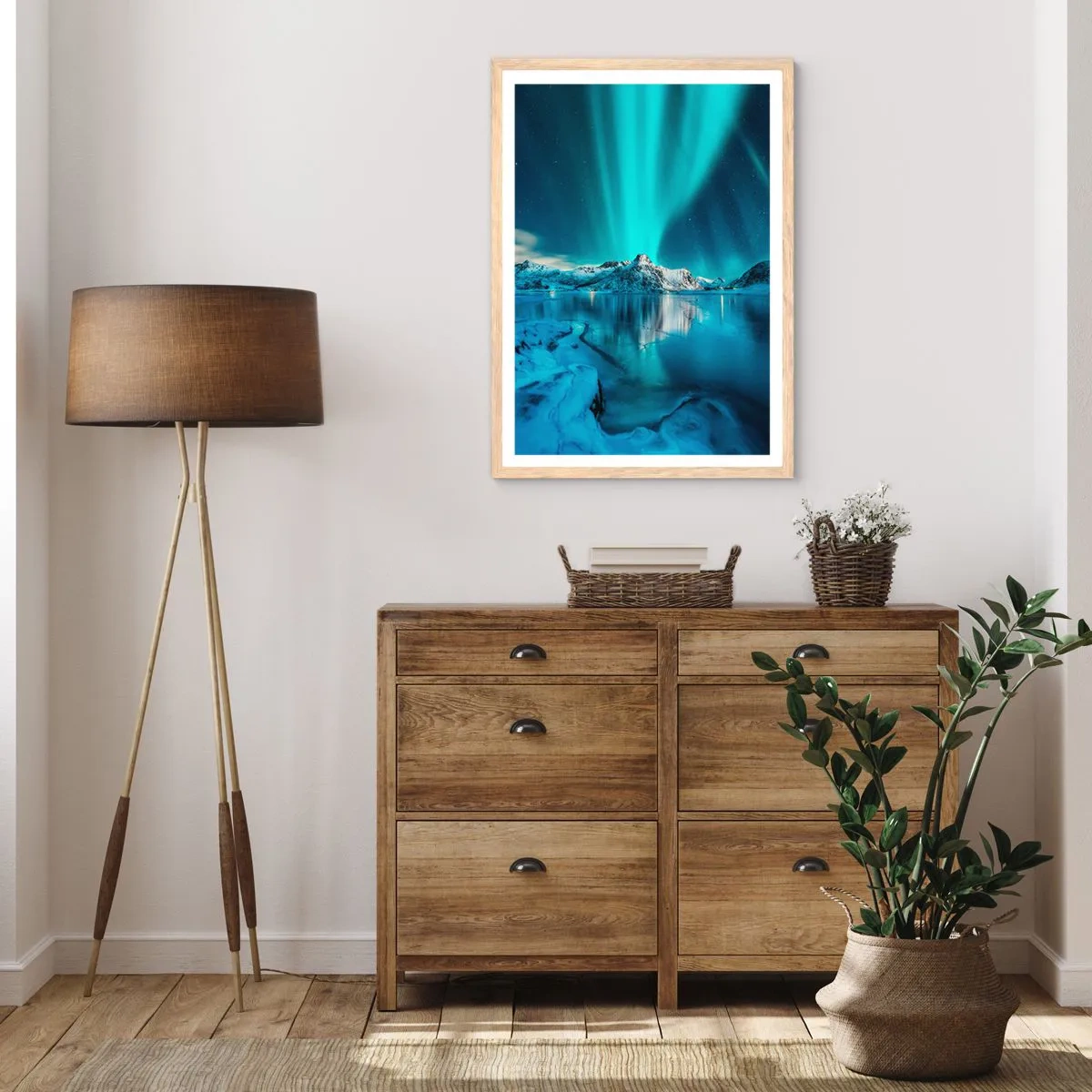 Poster in cornice rovere chiaro - Notte di luce - 30x40 cm