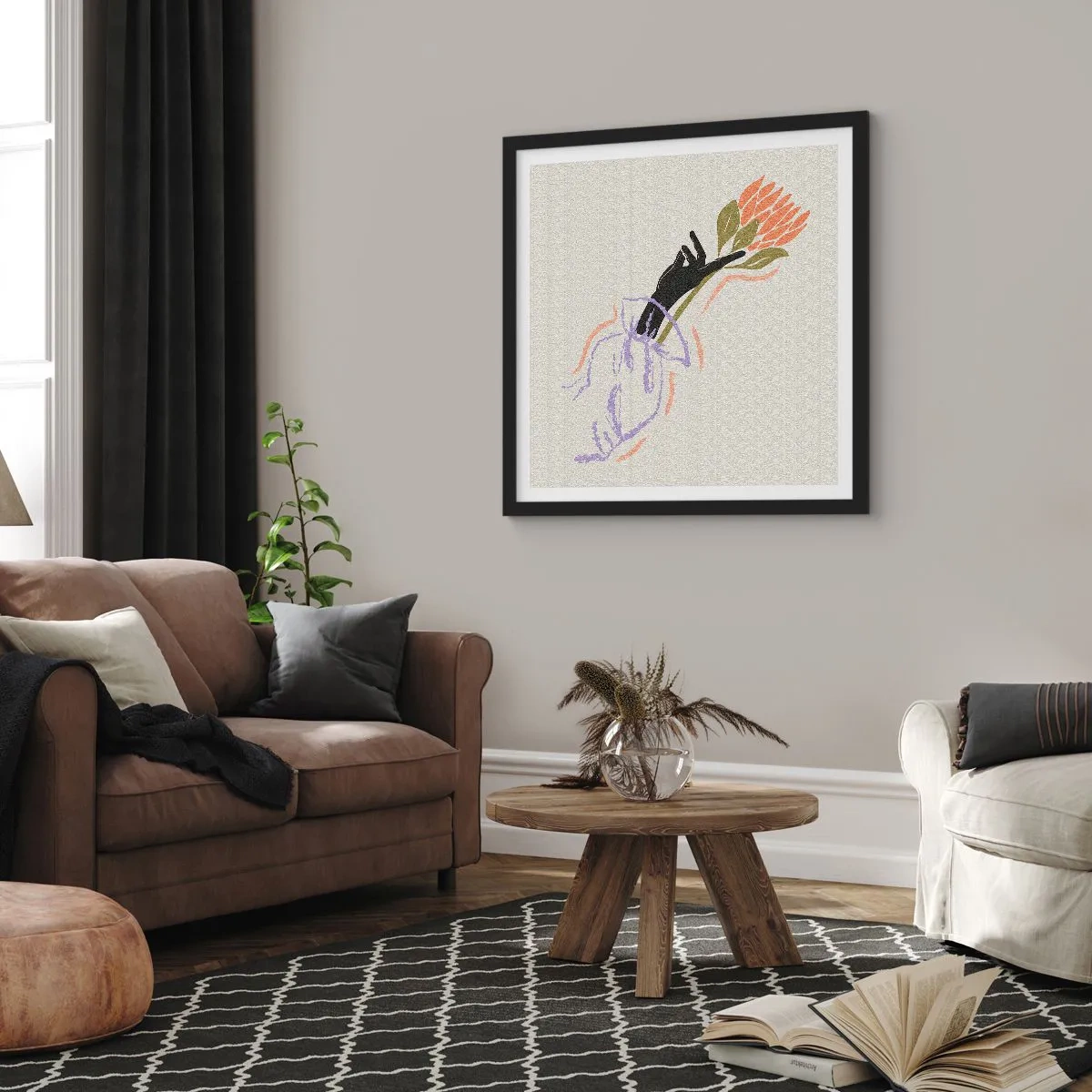 Poster in cornice nera - Tocco delicato - 50x50 cm