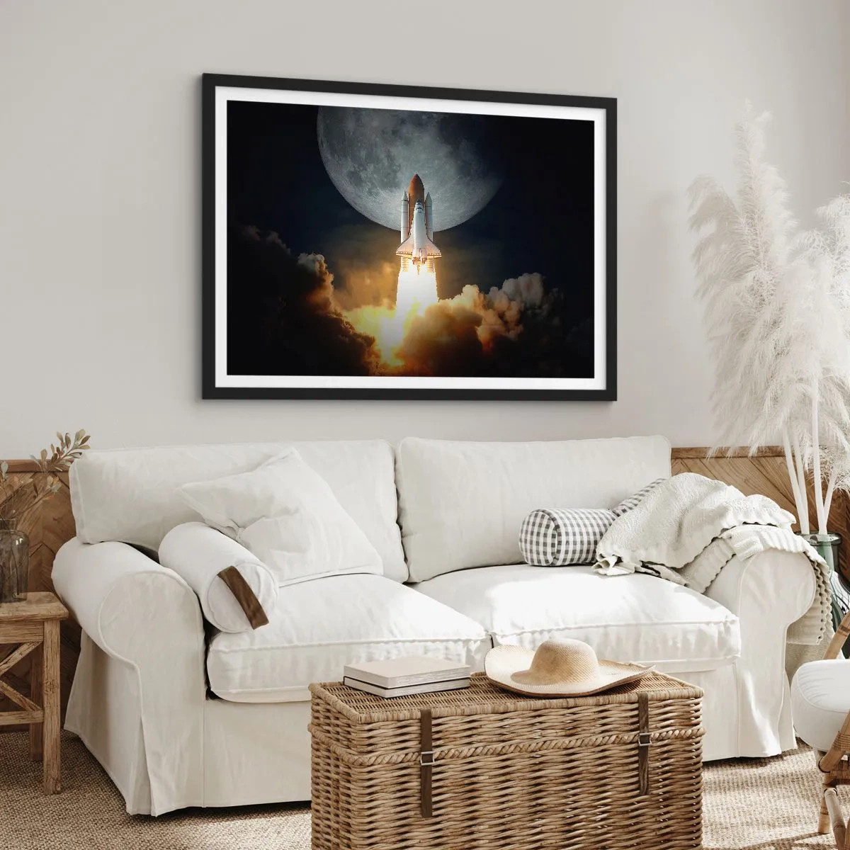 Poster in cornice nera - L'inizio di un'avventura spaziale - 40x30 cm