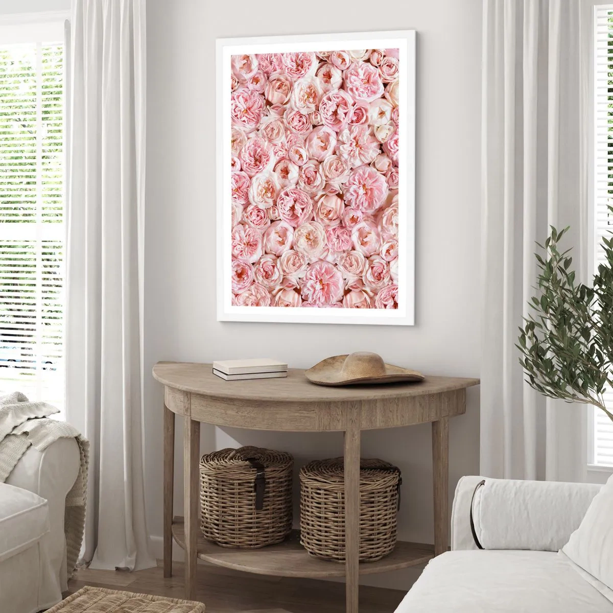 Poster in cornice bianca - Coperto di rose - 50x70 cm