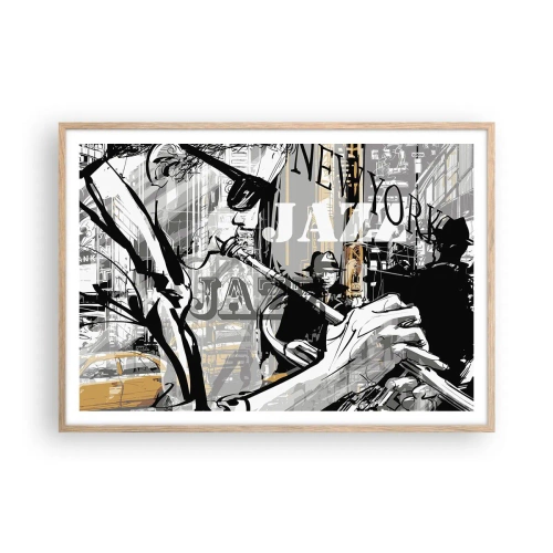 Poster in cornice rovere chiaro - Al ritmo di New York - 100x70 cm