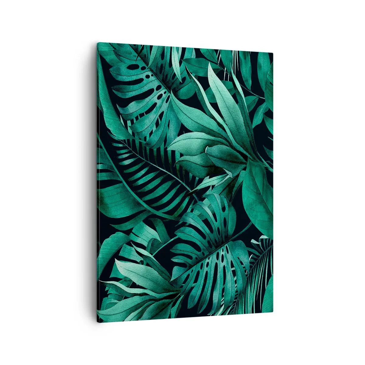 Quadro su tela - Stampe su Tela - Foglie tropicali in tonalità di verde intenso - 50x70cm - Dal profondo del verde tropicale - Decorazione murale moderna per soggiorno e camera da letto ARTTOR