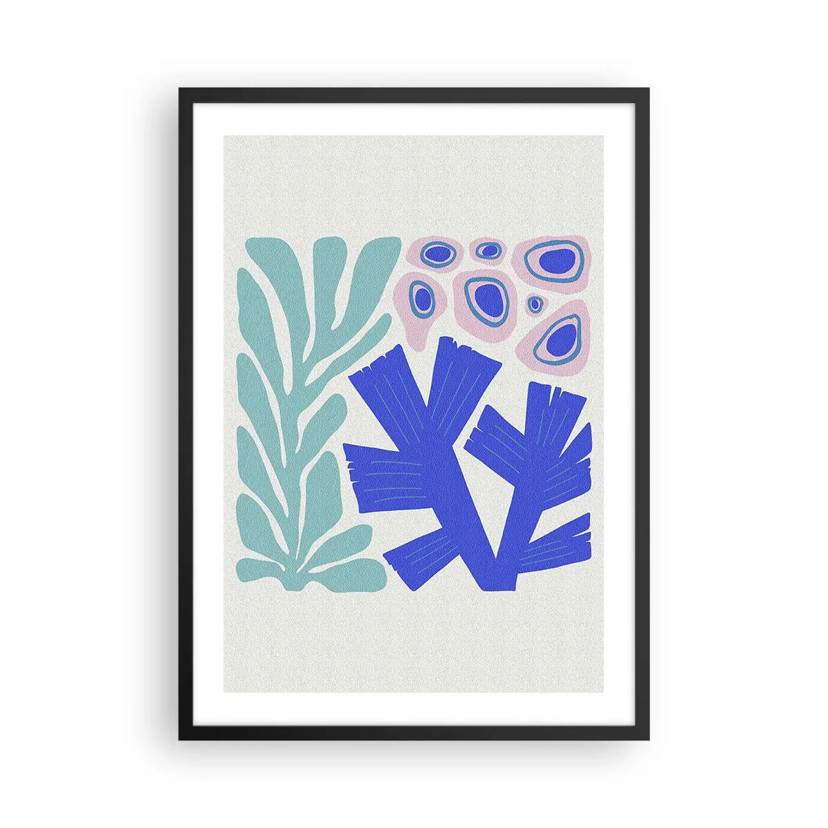 Poster in cornice nera - Grafica stilizzata di piante e coralli sottomarini - 50x70cm - Giardino sotto il mare - Decorazione murale moderna per soggiorno e camera da letto ARTTOR