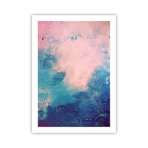 Poster - Composizione astratta nei toni del blu e del rosa - 50x70cm - Abbracci nel blu - Decorazione murale moderna per soggiorno e camera da letto ARTTOR