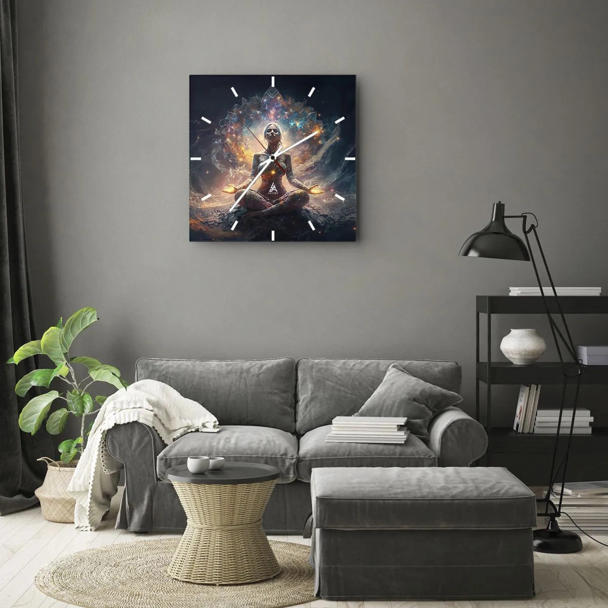 Orologio da parete - Orologio in Vetro - Un flusso di energia buona - 40x40 cm