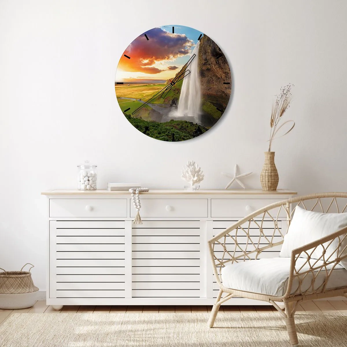 Orologio da parete - Orologio in Vetro - Nel mezzo dell'estate islandese - 40x40 cm