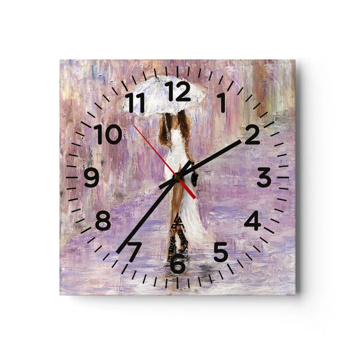 Orologio da parete - Orologio in Vetro - Nella pioggia lilla - 30x30 cm